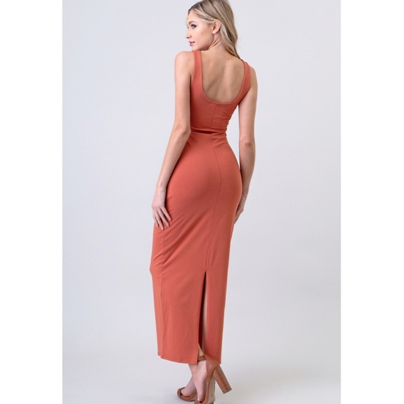 Solid Sleeveless Long Maxi Dress NEW pink peach - Picture 4 of 6